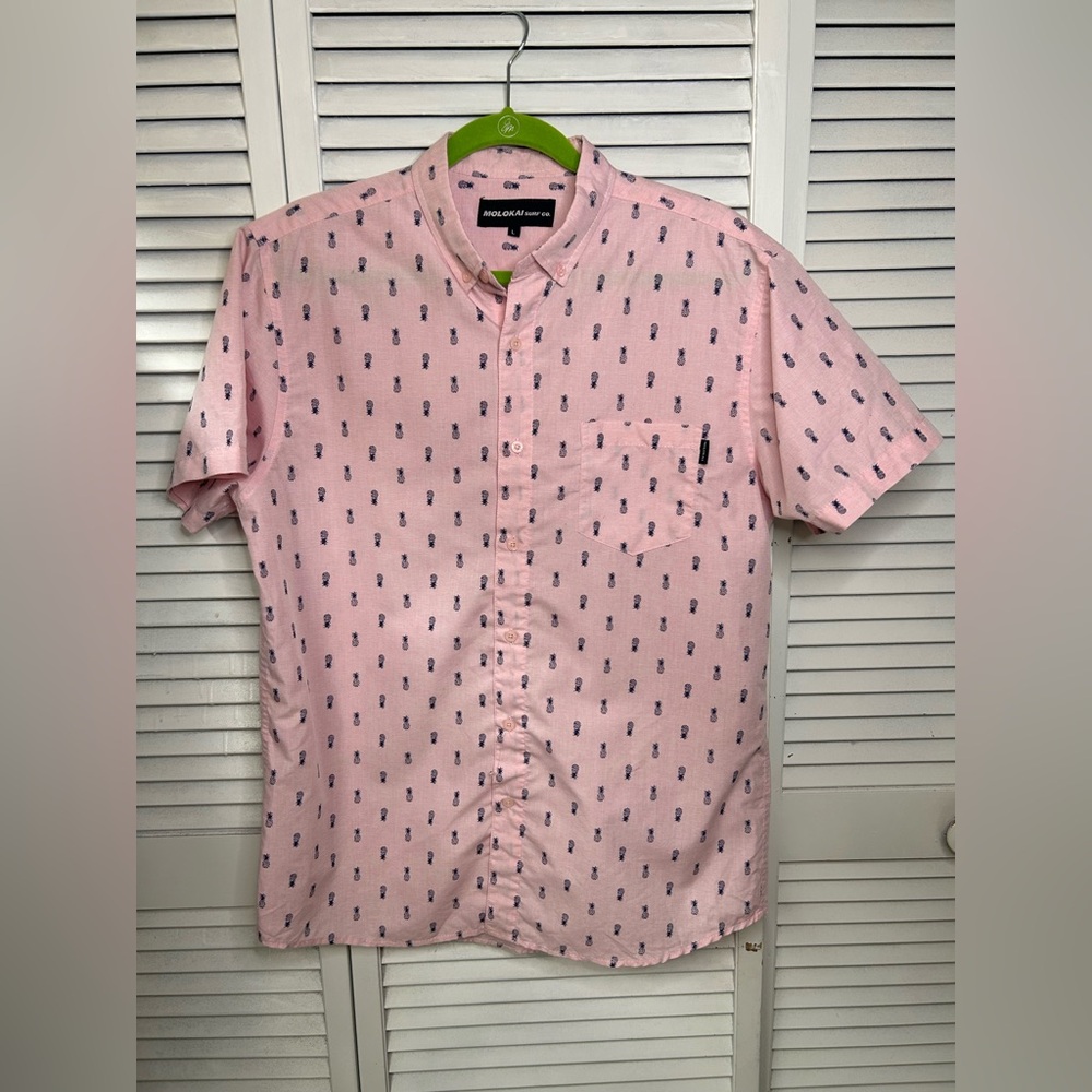 Molokai‎ Pink Patterned Men's Shirt Size Large